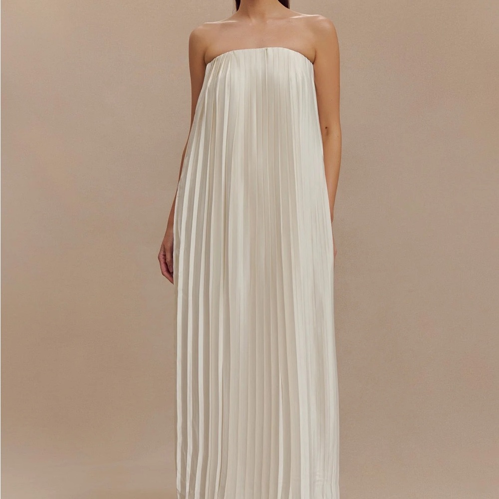 Meshki Strapless Pleated Maxi Dress in Ivory